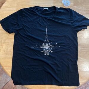 Saint Laurent Black Eiffel Tower Graphic Tee